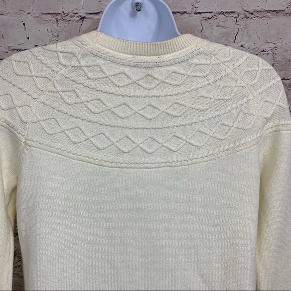Talbots Cream Cotton Blend Long Sleeve Knit Sweater - Picture 7 of 11